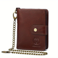 Men's RFID Blocking Leather Short Wallet Anti Theft