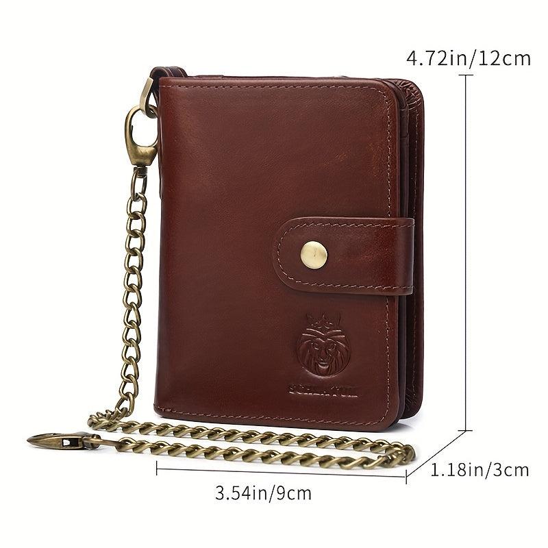 Men's RFID Blocking Leather Short Wallet Anti Theft