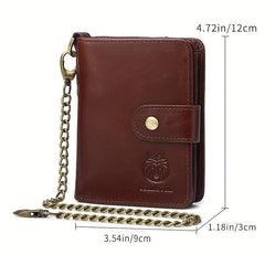 Men's RFID Blocking Leather Short Wallet Anti Theft