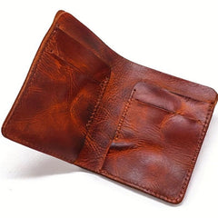 Men's Top Layer Cowhide Wallet Vertical Money Clip