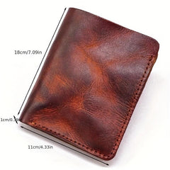 Men's Top Layer Cowhide Wallet Vertical Money Clip