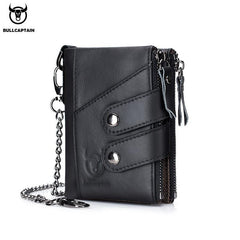 RFID Wallet Man Leather Retro Zipper Three Fold Leather Wallet Man