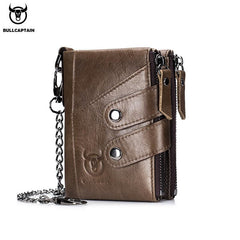 RFID Wallet Man Leather Retro Zipper Three Fold Leather Wallet Man