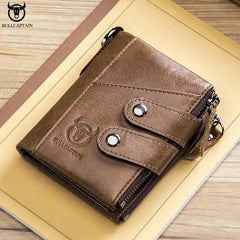 RFID Wallet Man Leather Retro Zipper Three Fold Leather Wallet Man