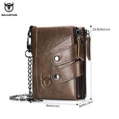 RFID Wallet Man Leather Retro Zipper Three Fold Leather Wallet Man