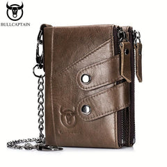 RFID Wallet Man Leather Retro Zipper Three Fold Leather Wallet Man