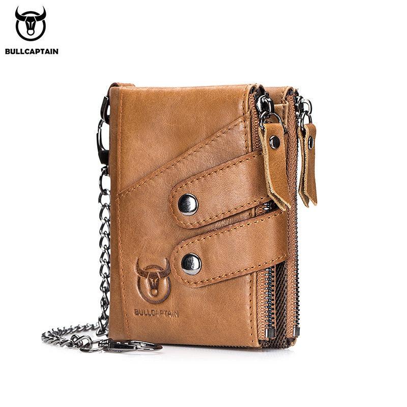 RFID Wallet Man Leather Retro Zipper Three Fold Leather Wallet Man