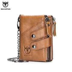 RFID Wallet Man Leather Retro Zipper Three Fold Leather Wallet Man
