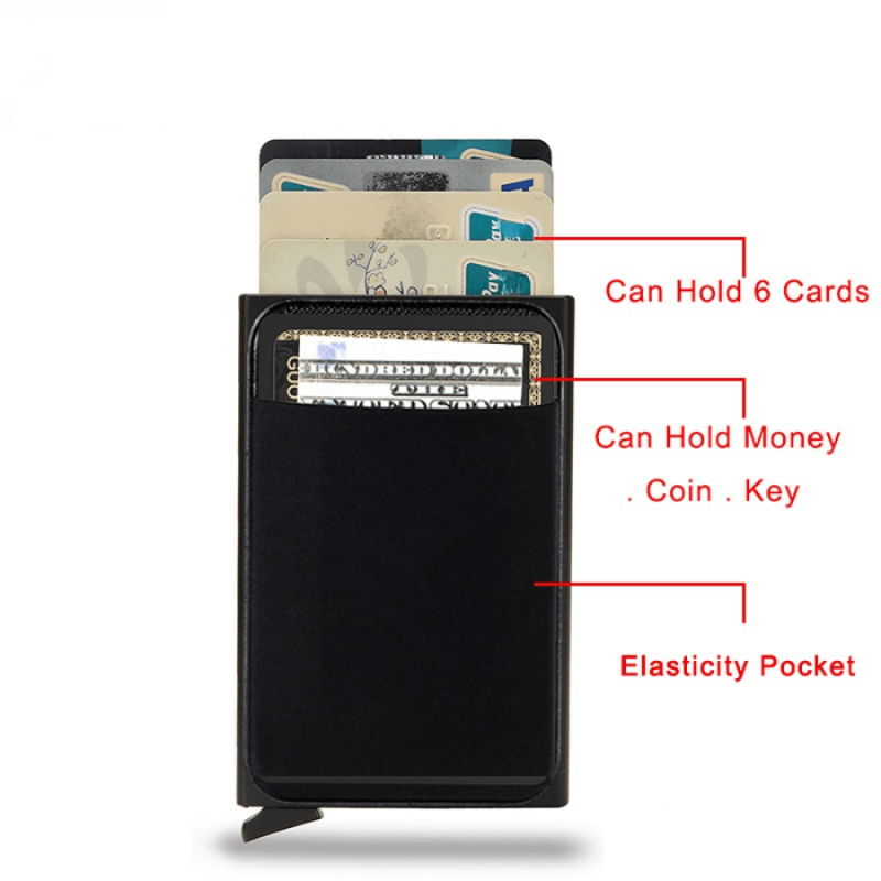 Men's Small Metal Thin Wallet Card Holder Pop Up Minimalist