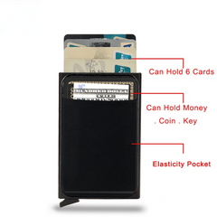 Men's Small Metal Thin Wallet Card Holder Pop Up Minimalist