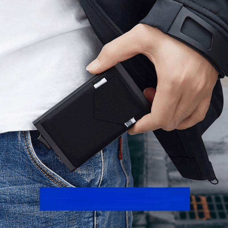 Men's Small Metal Thin Wallet Card Holder Pop Up Minimalist