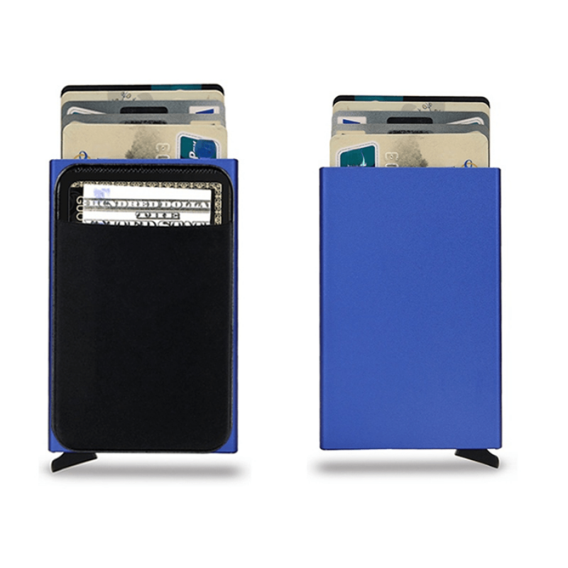 Men's Small Metal Thin Wallet Card Holder Pop Up Minimalist