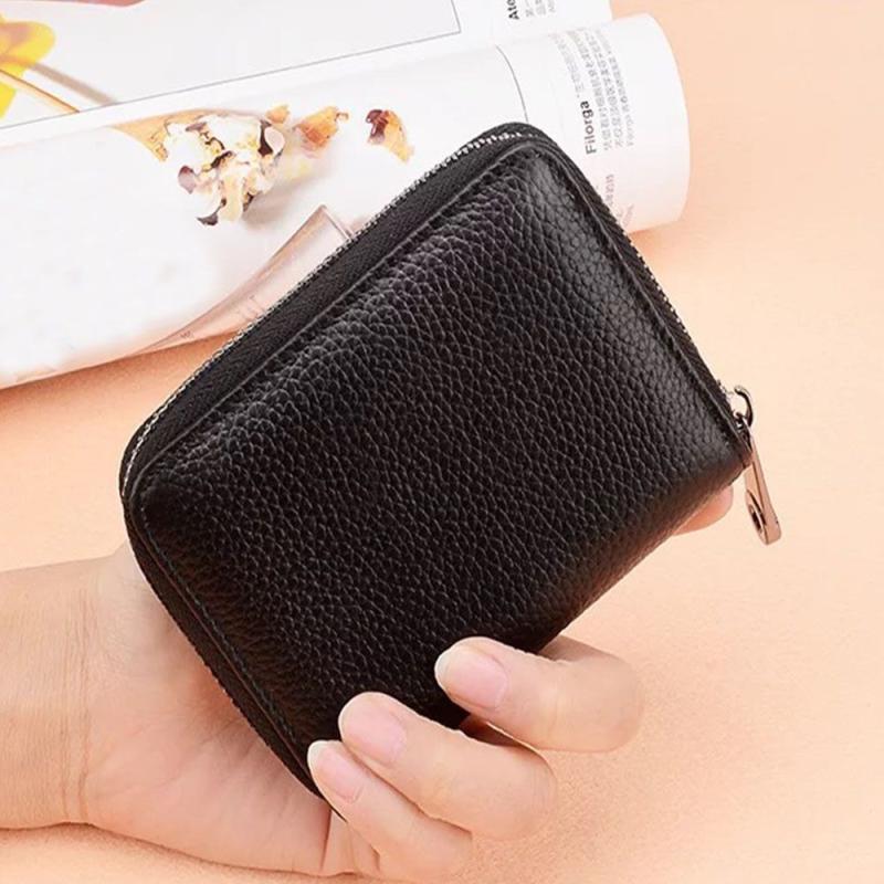 Men's Leather Card Holder Vintage Zip Wallet Purse