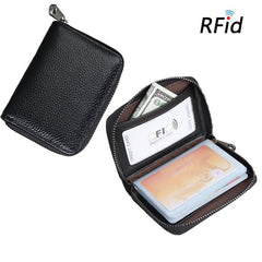 Men's Leather Card Holder Vintage Zip Wallet Purse