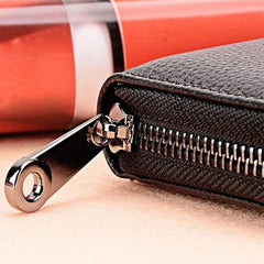 Men's Leather Card Holder Vintage Zip Wallet Purse