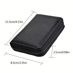 Men's Leather Card Holder Vintage Zip Wallet Purse