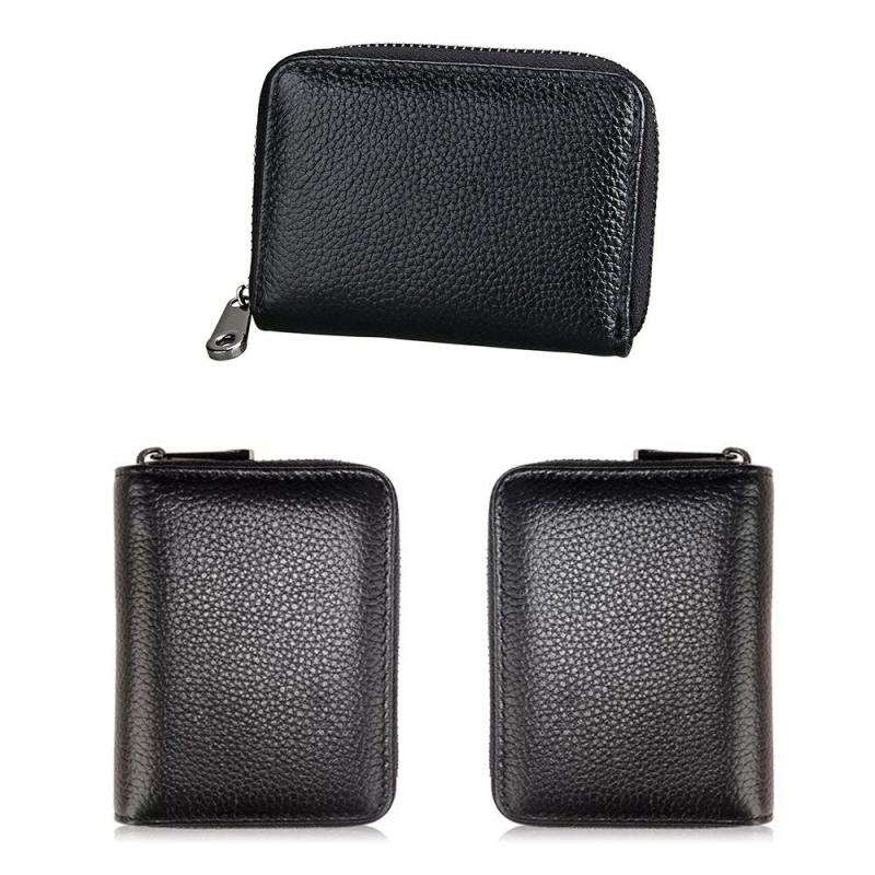Men's Leather Card Holder Vintage Zip Wallet Purse