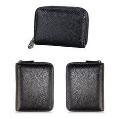 Men's Leather Card Holder Vintage Zip Wallet Purse