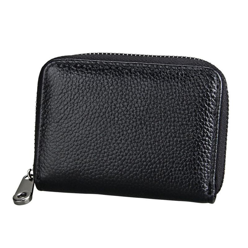 Men's Leather Card Holder Vintage Zip Wallet Purse