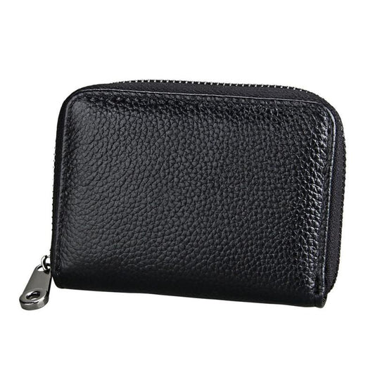 Men's Leather Card Holder Vintage Zip Wallet Purse