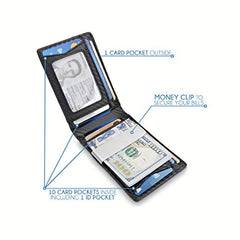 Men's RFID Blocking Slim Wallet with Money Clip Bifold Credit Card Holder