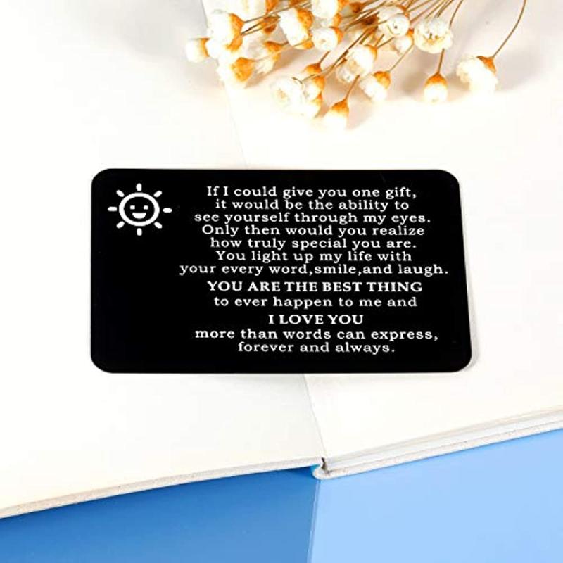 I Love You Engraved Aluminum Wallet Insert Card Romantic Gift
