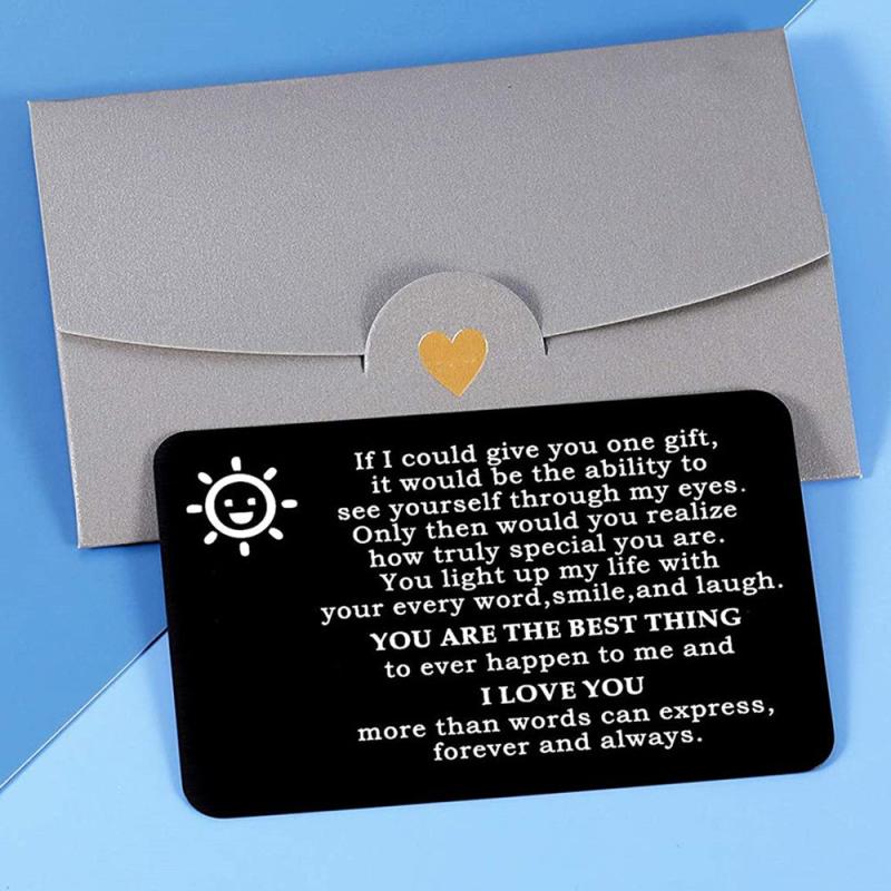 I Love You Engraved Aluminum Wallet Insert Card Romantic Gift