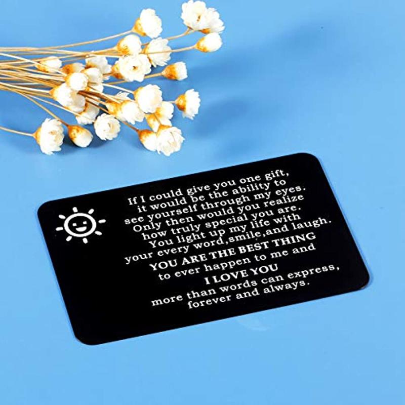 I Love You Engraved Aluminum Wallet Insert Card Romantic Gift