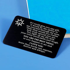 I Love You Engraved Aluminum Wallet Insert Card Romantic Gift
