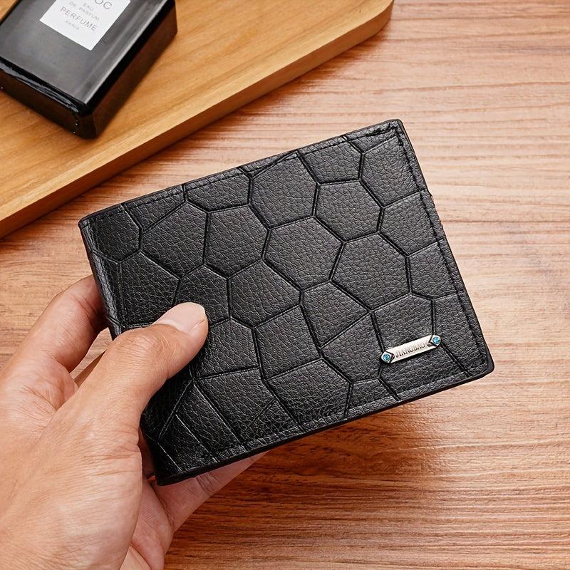 Men's PU Leather Short Wallet Stone Pattern Horizontal Wallet