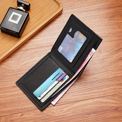 Men's PU Leather Short Wallet Stone Pattern Horizontal Wallet
