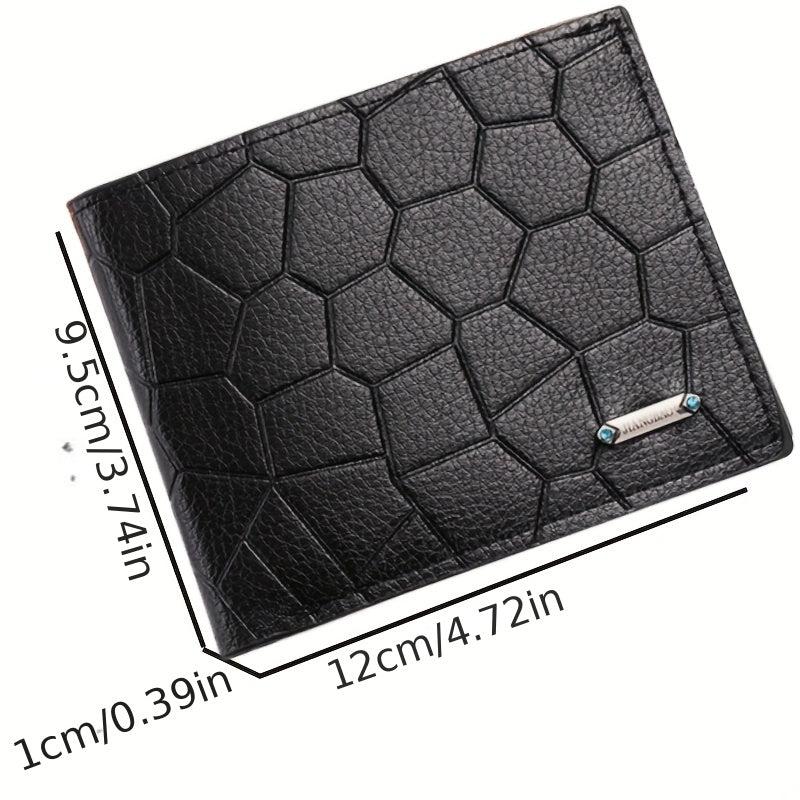 Men's PU Leather Short Wallet Stone Pattern Horizontal Wallet