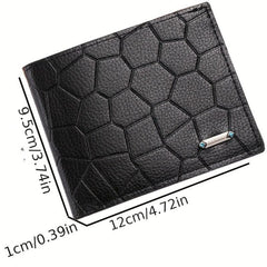 Men's PU Leather Short Wallet Stone Pattern Horizontal Wallet