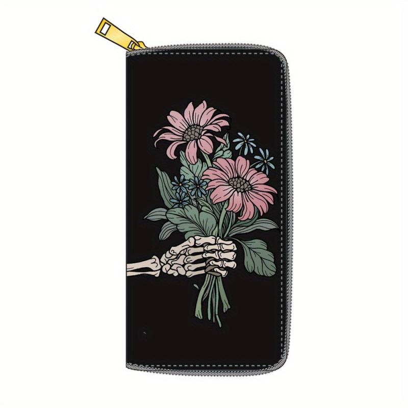 Men's Skull Pattern Long Zipper Wallet Handbag Cluth Bag