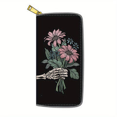 Men's Skull Pattern Long Zipper Wallet Handbag Cluth Bag