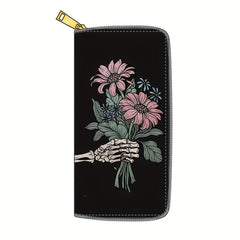 Men's Skull Pattern Long Zipper Wallet Handbag Cluth Bag
