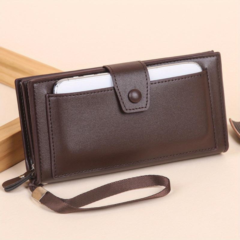 Men's Bifold Leather Wallet Clutch Bag Phone Holder Coin Purse