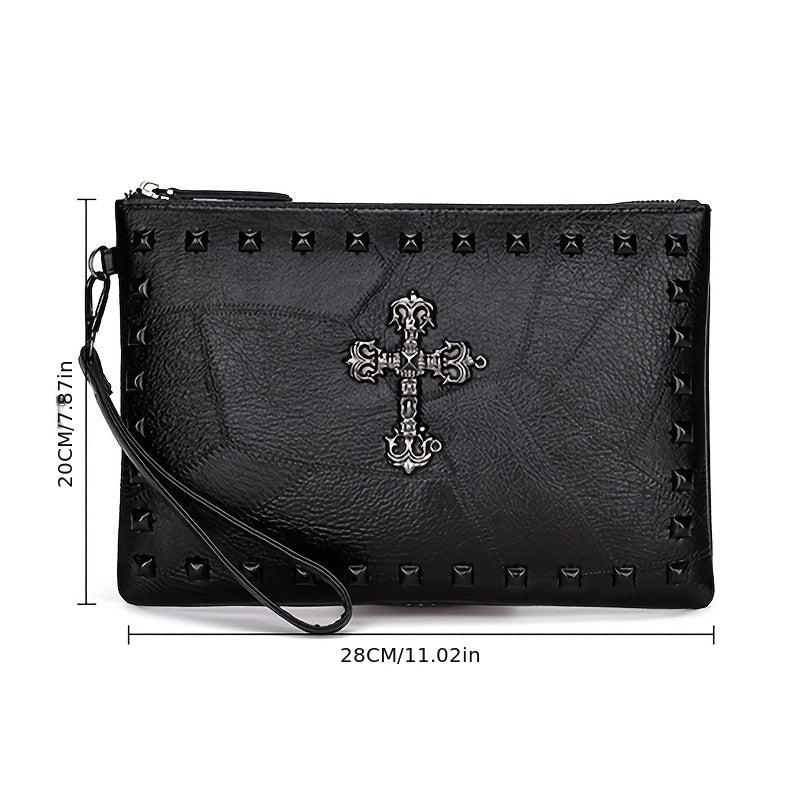 Street PU Soft Face Clutch Men's Purse Rivet Shoulder Bag