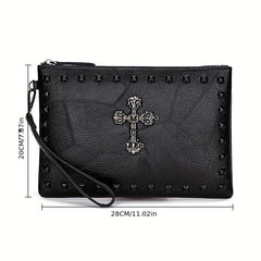 Street PU Soft Face Clutch Men's Purse Rivet Shoulder Bag