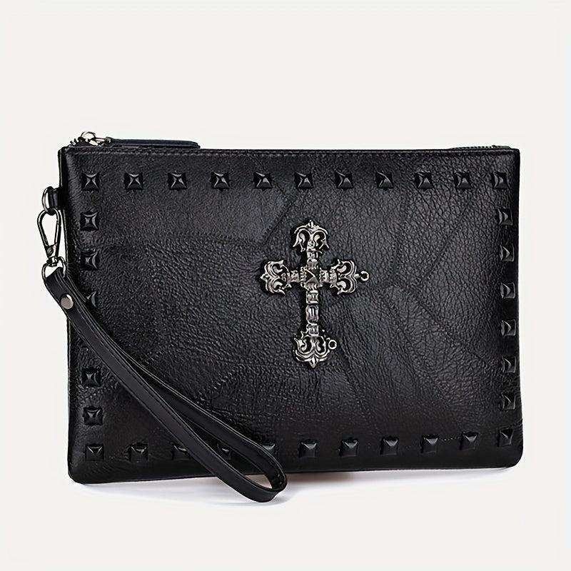 Street PU Soft Face Clutch Men's Purse Rivet Shoulder Bag
