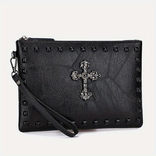 Street PU Soft Face Clutch Men's Purse Rivet Shoulder Bag