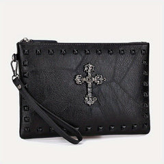 Street PU Soft Face Clutch Men's Purse Rivet Shoulder Bag