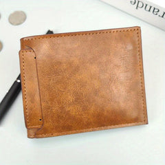Men's Leather Short Wallet With ID Holder Card Holder Purse