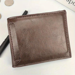 Men's Leather Short Wallet With ID Holder Card Holder Purse