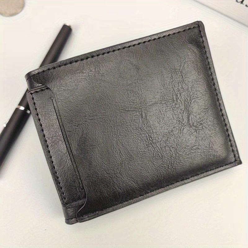 Men's Leather Short Wallet With ID Holder Card Holder Purse
