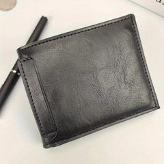 Men's Leather Short Wallet With ID Holder Card Holder Purse