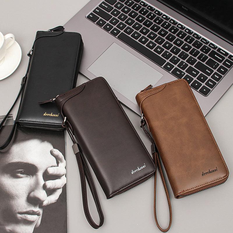 Business Casual Men's Clutch Bag Zipper Handheld Mid-length
