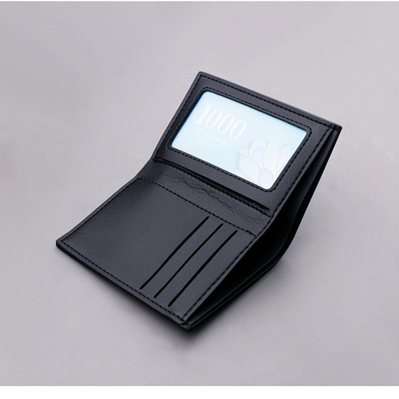 Men's Vertical Leather Card Holder with Zipper - ID Card Wallet