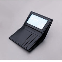 Men's Vertical Leather Card Holder with Zipper - ID Card Wallet