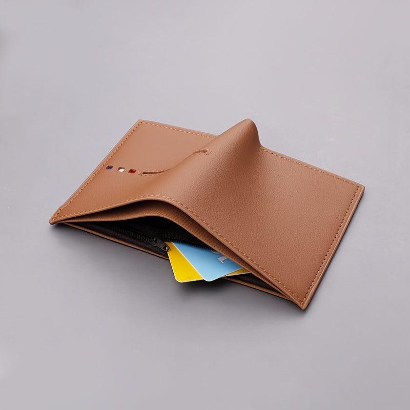 Men's Vertical Leather Card Holder with Zipper - ID Card Wallet